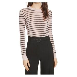 Veronica Beard Jeans Dean Striped Linen Blend Long Sleeve Top Womens Size L